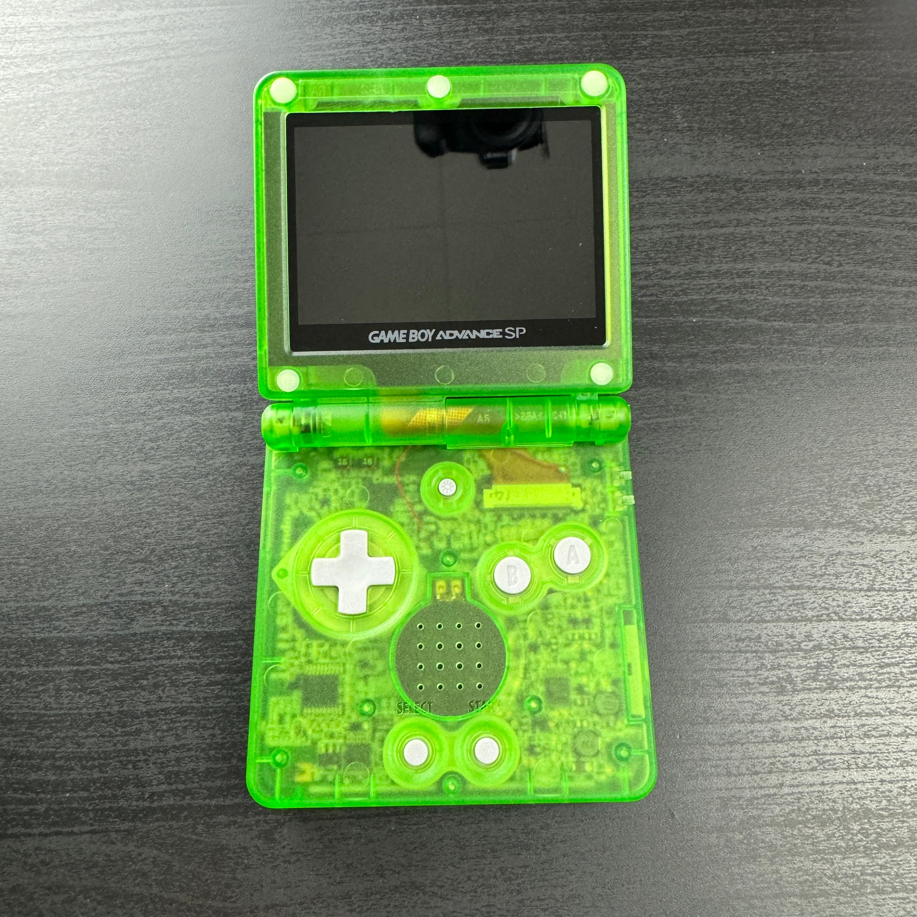 Modded Game Boy Advance SP W/ IPS V2 Screen (Clear Green)