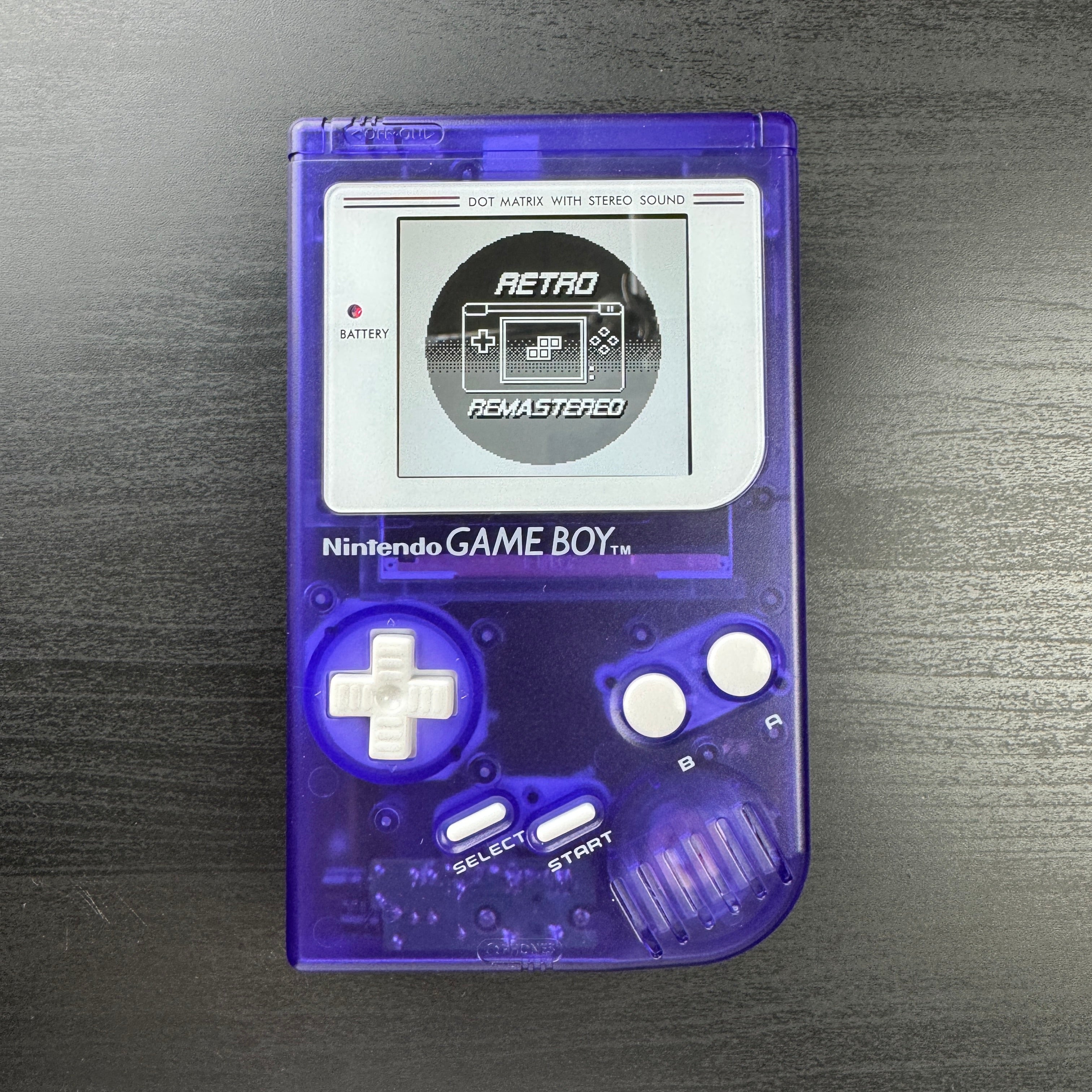 Modded DMG Game Boy w/ IPS Display (Midnight Blue and White)