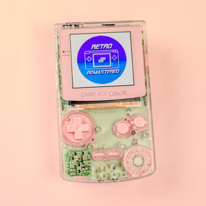 Modded Game Boy Color w/ IPS Display (Clear and Pink)