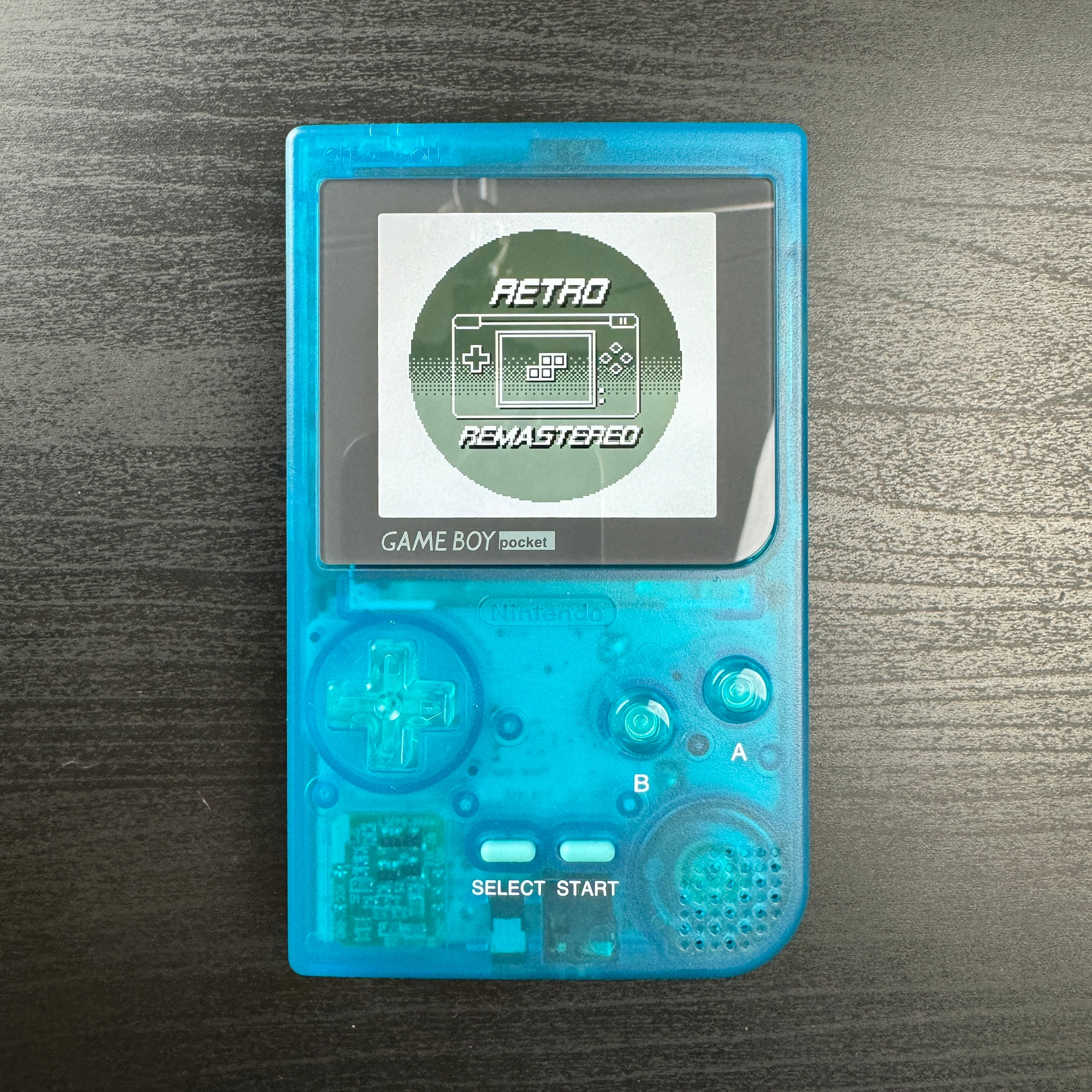 Modded Game Boy Pocket w/ IPS Display (Clear Blue)