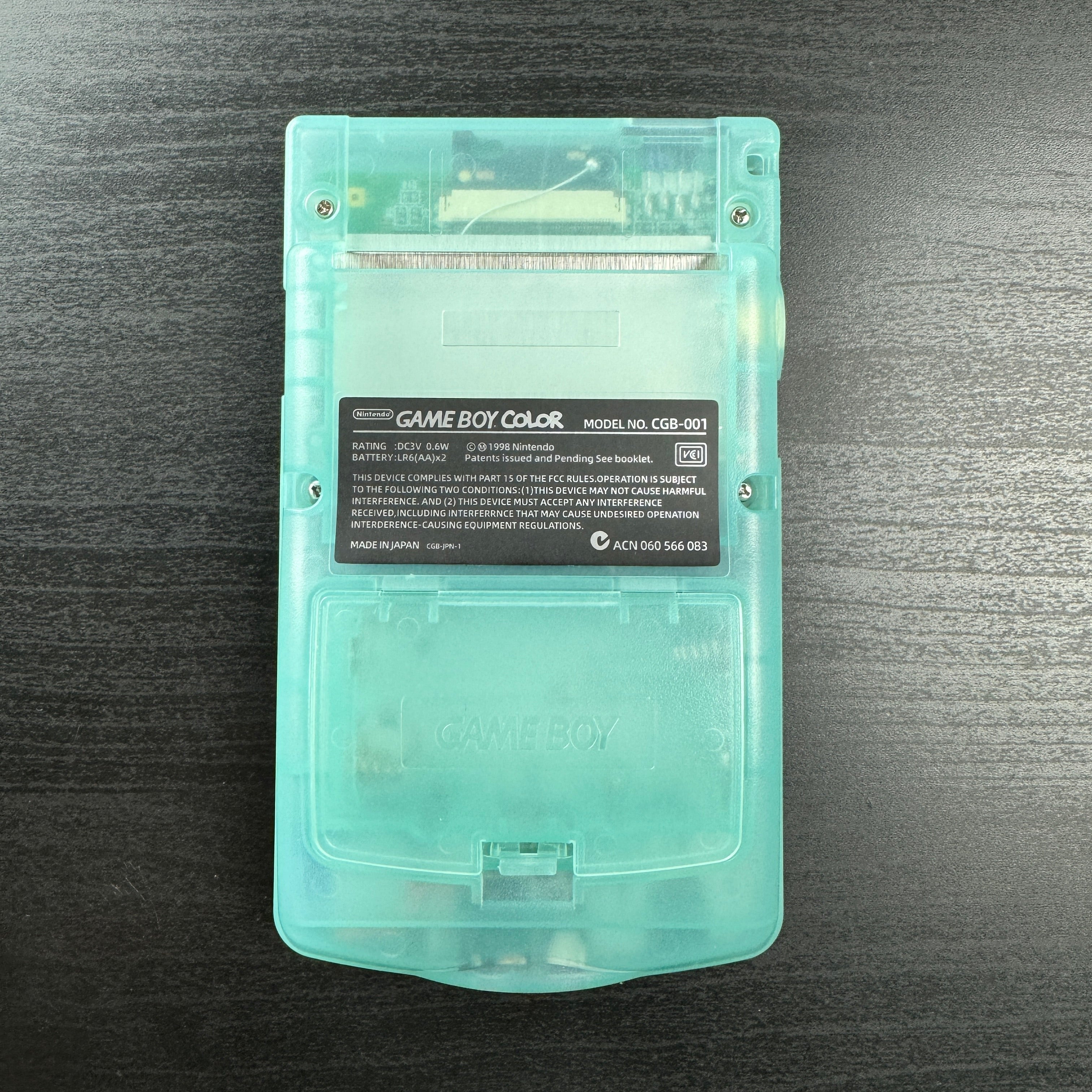 Modded Game Boy Color w/ IPS Display (Clear Cyan and White)