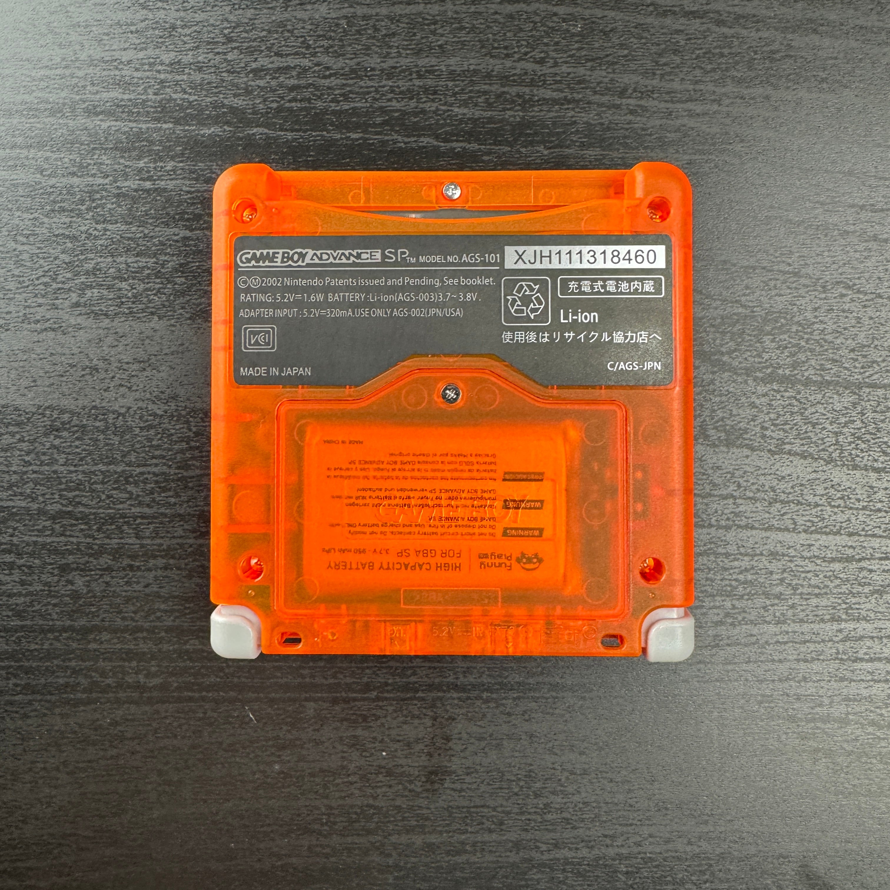 Modded Game Boy Advance SP W/ IPS V2 Screen (Clear Orange)