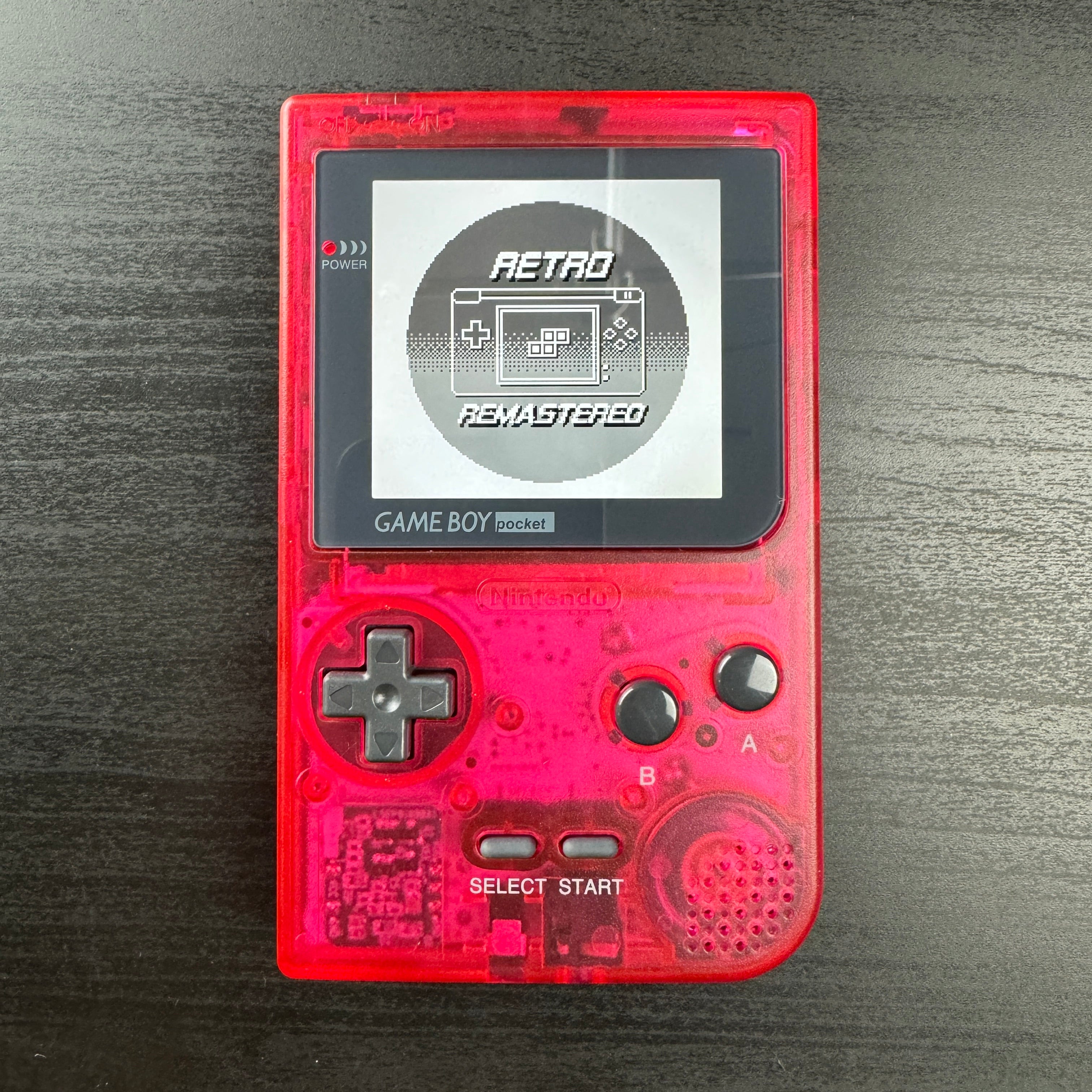 Modded Game Boy Pocket w/ IPS Display (Clear Red/Pink)