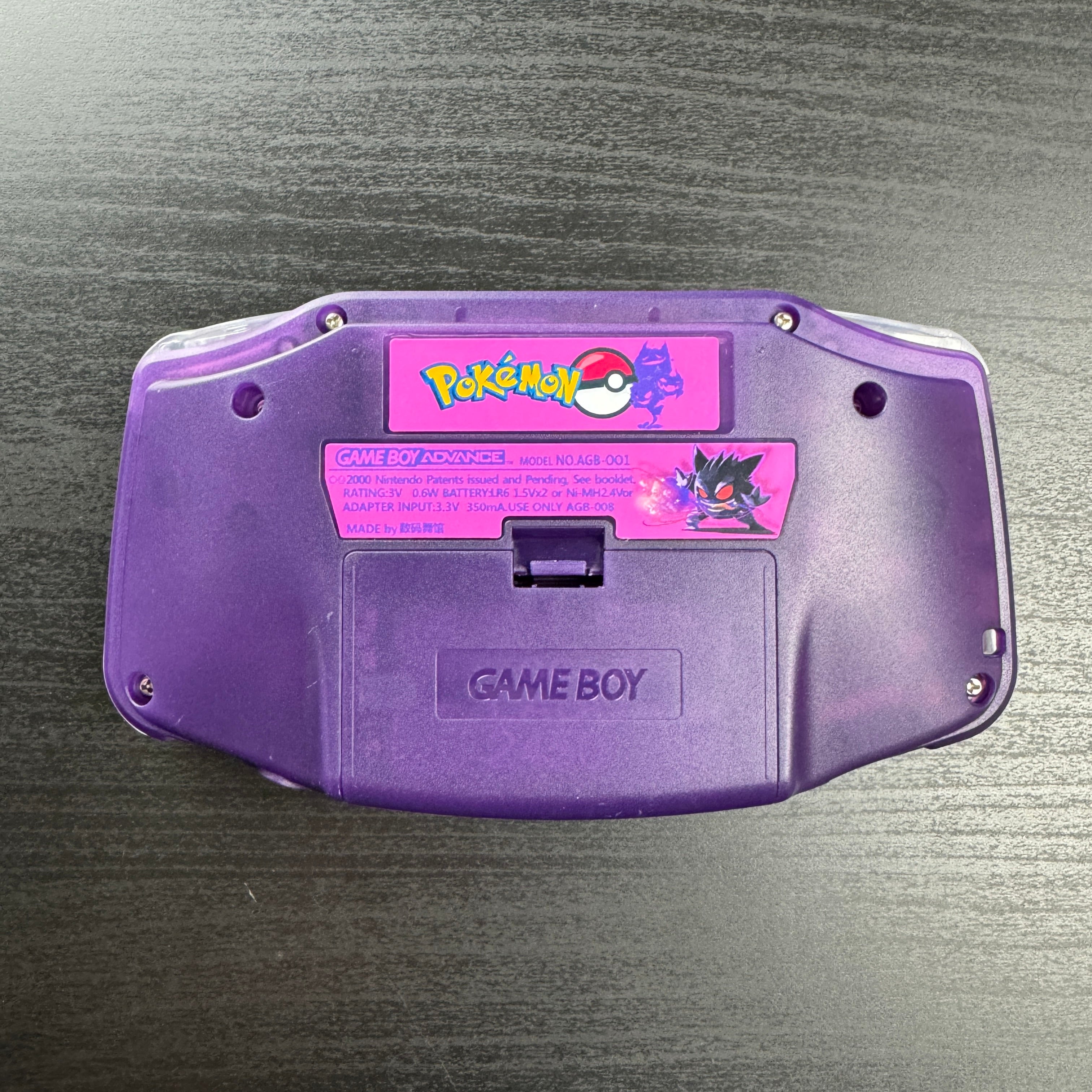 Modded Game Boy Advance W/ IPS V2 Screen (Gengar w/ Retro Glow)