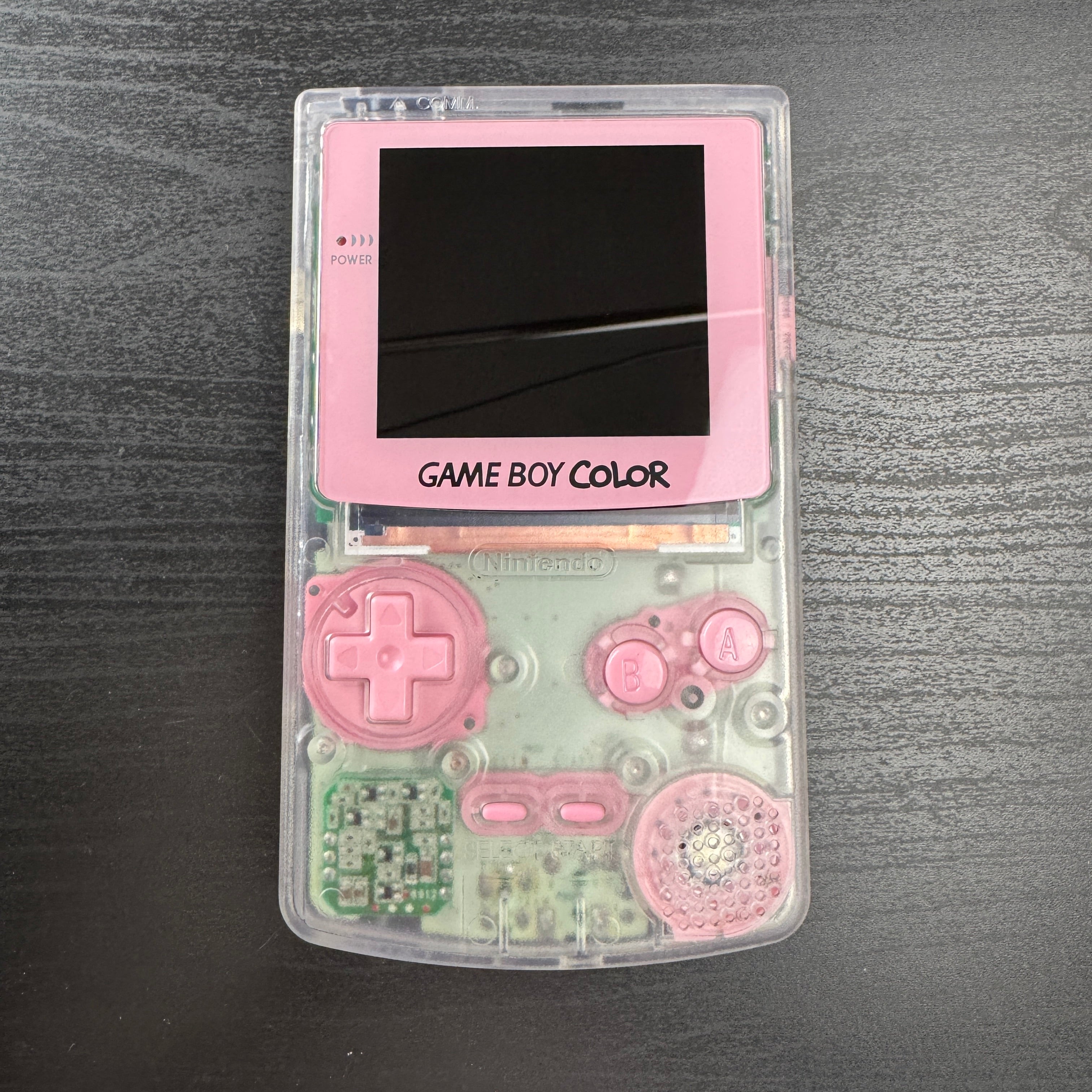 Modded Game Boy Color w/ IPS Display (Clear and Pink)