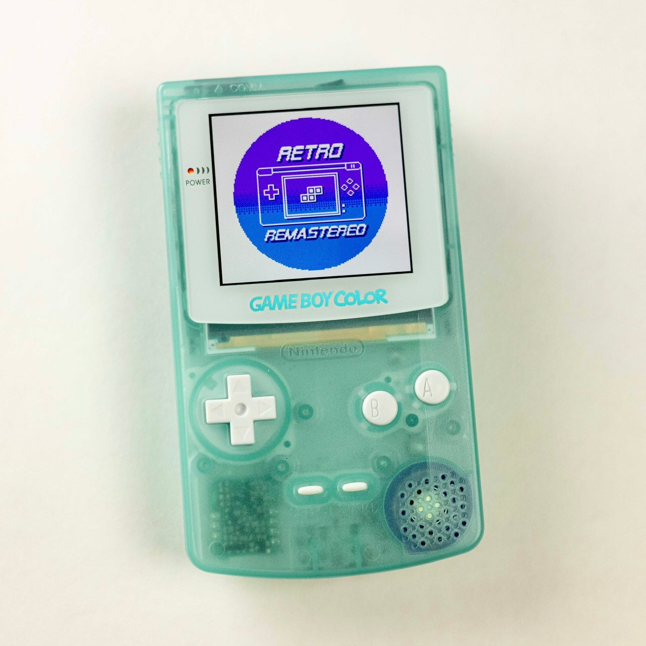 Modded Game Boy Color w/ IPS Display (Clear Cyan and White)