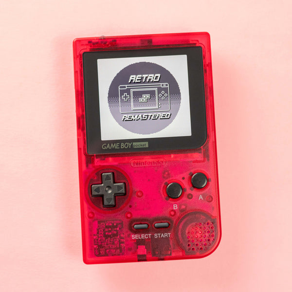 Modded Game Boy Pocket w/ IPS Display (Clear Red/Pink) – Retro