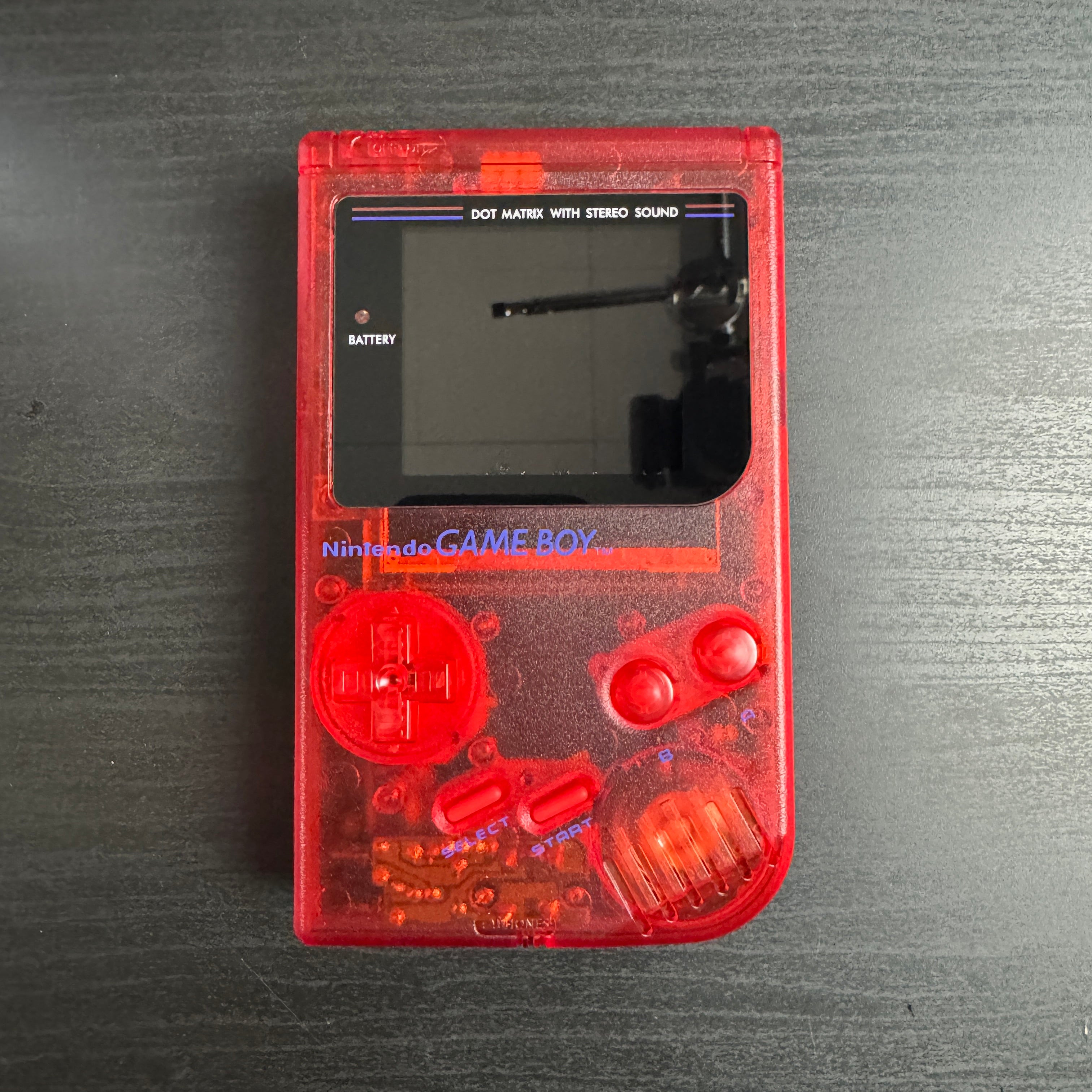 Modded DMG Game Boy w/ RIPS V5 Display (Clear Red)