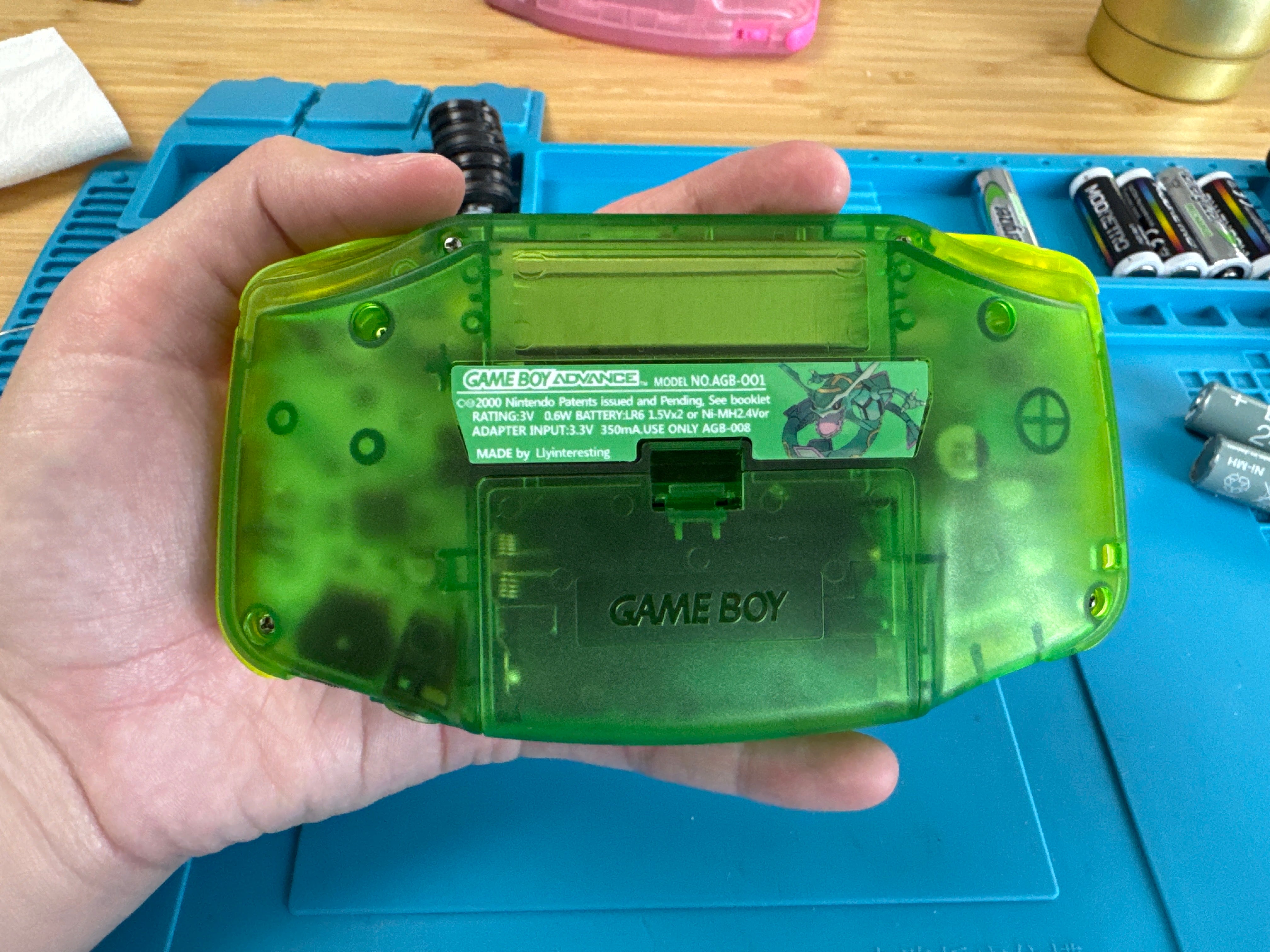 Modded Game Boy Advance W/ IPS V2 Screen (Mega Rayquaza)