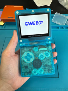 Modded Game Boy Advance SP W/ IPS V2 Screen (Clear Blue)