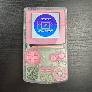 Modded Game Boy Color w/ IPS Display (Clear and Pink)