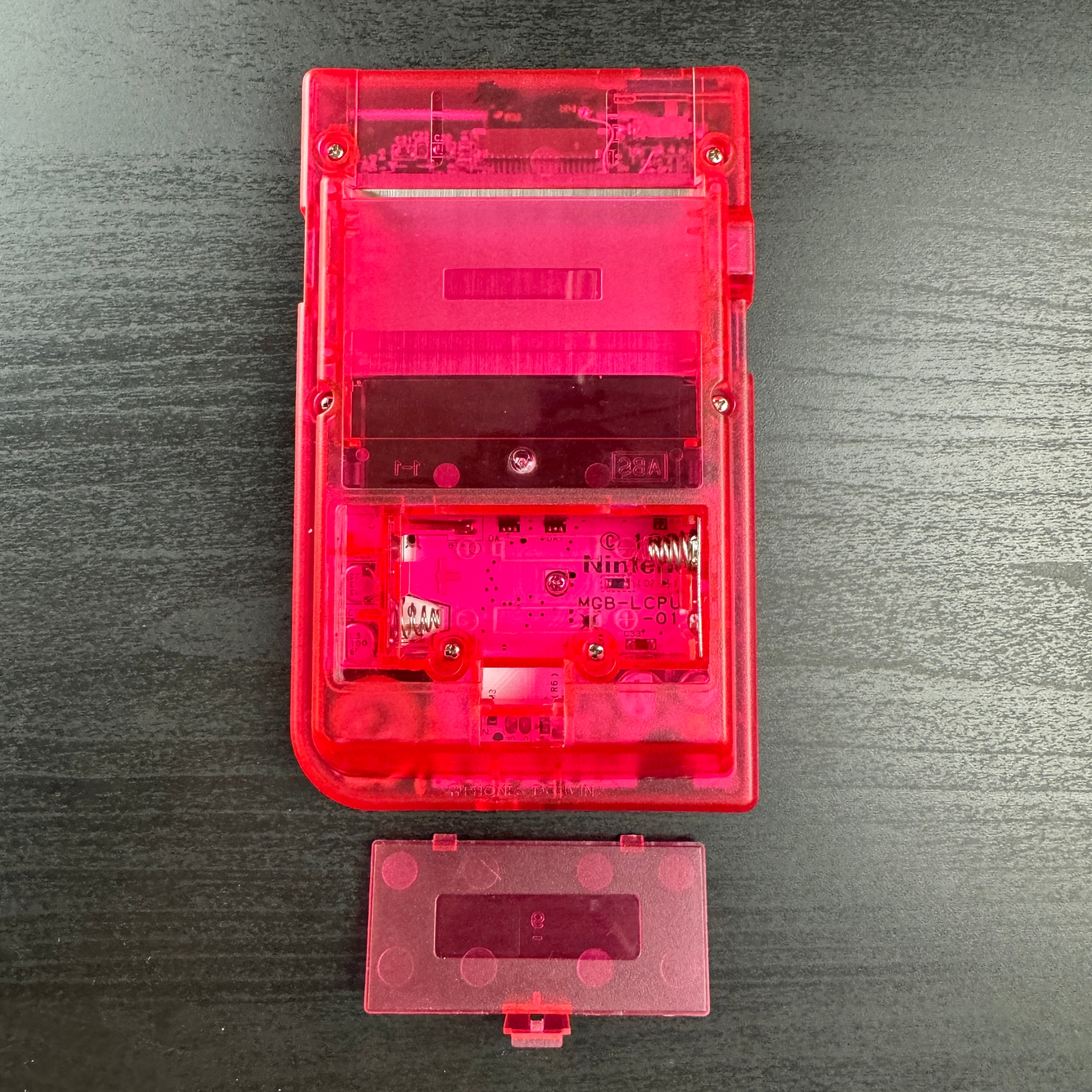 Modded Game Boy Pocket w/ IPS Display (Clear Red/Pink)