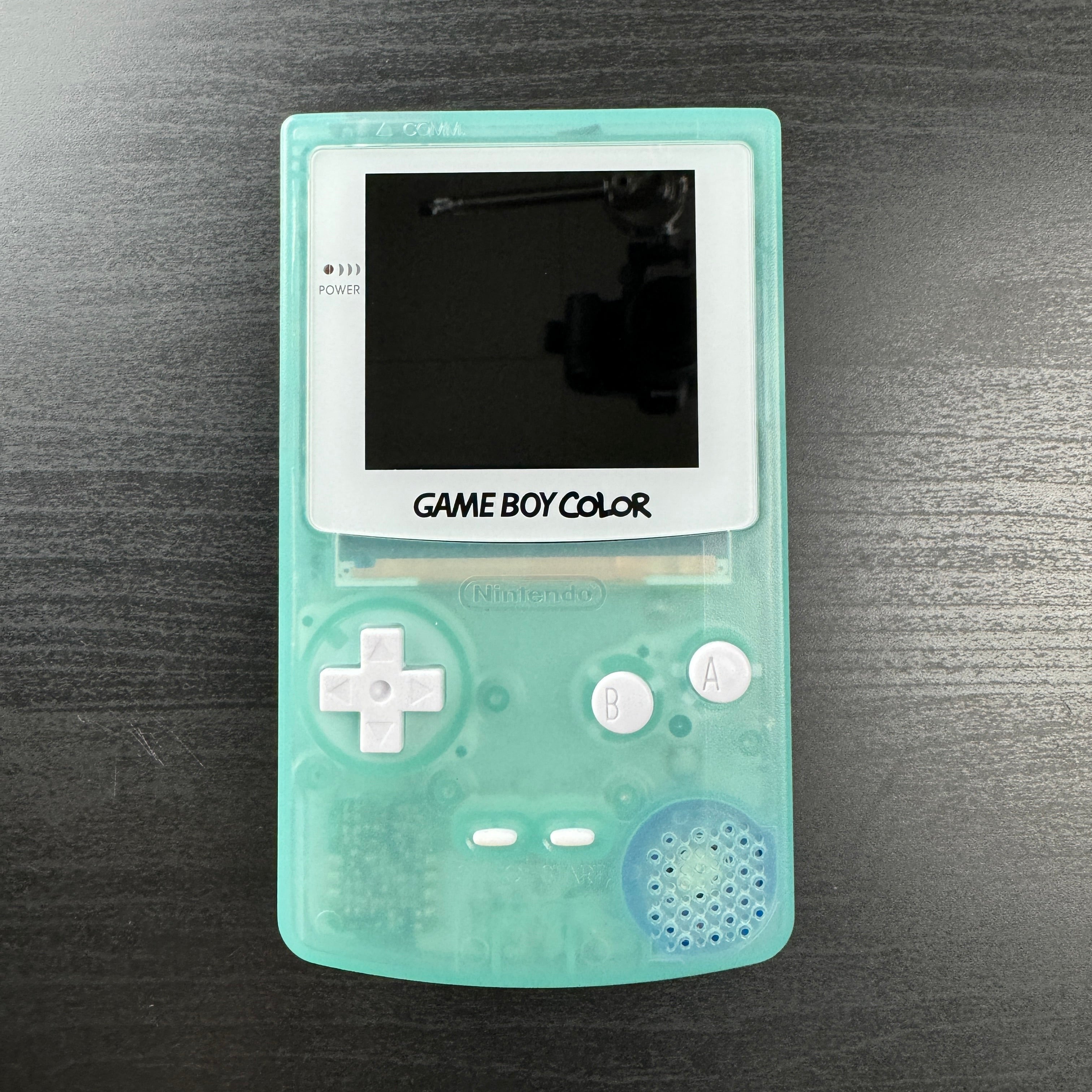 Modded Game Boy Color w/ IPS Display (Clear Cyan and White)