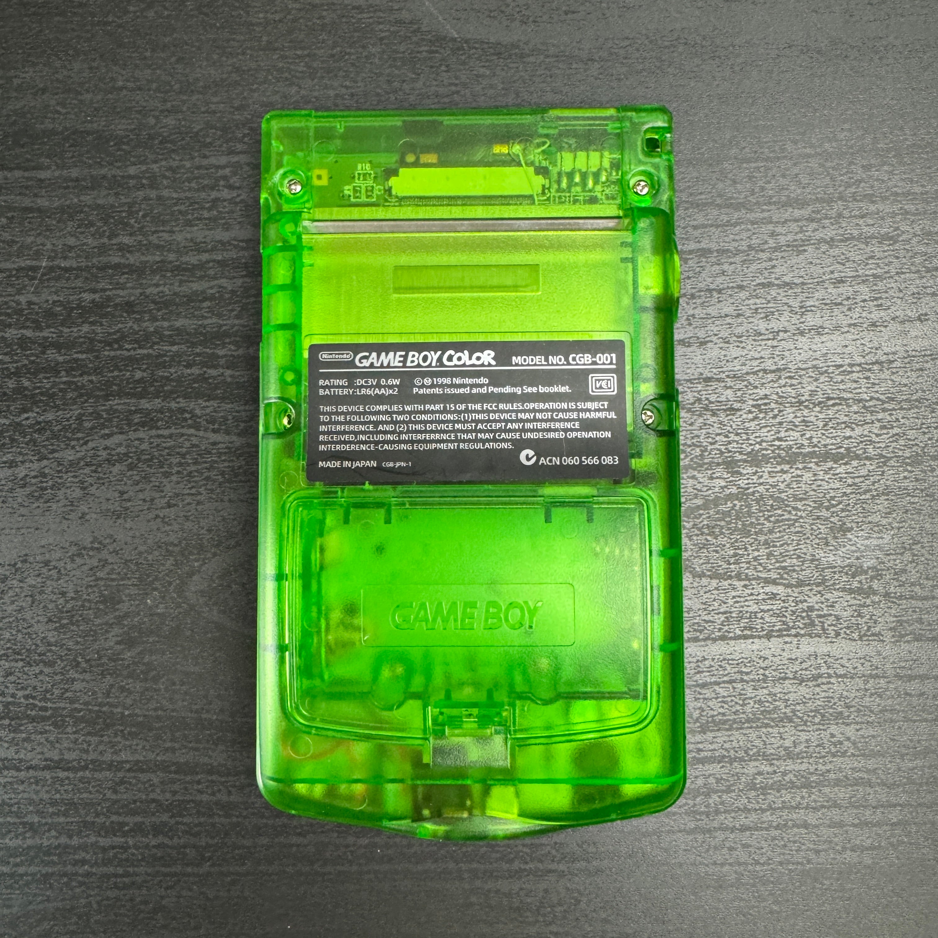 Modded Game Boy Color w/ IPS Display (Clear Green and Lime)