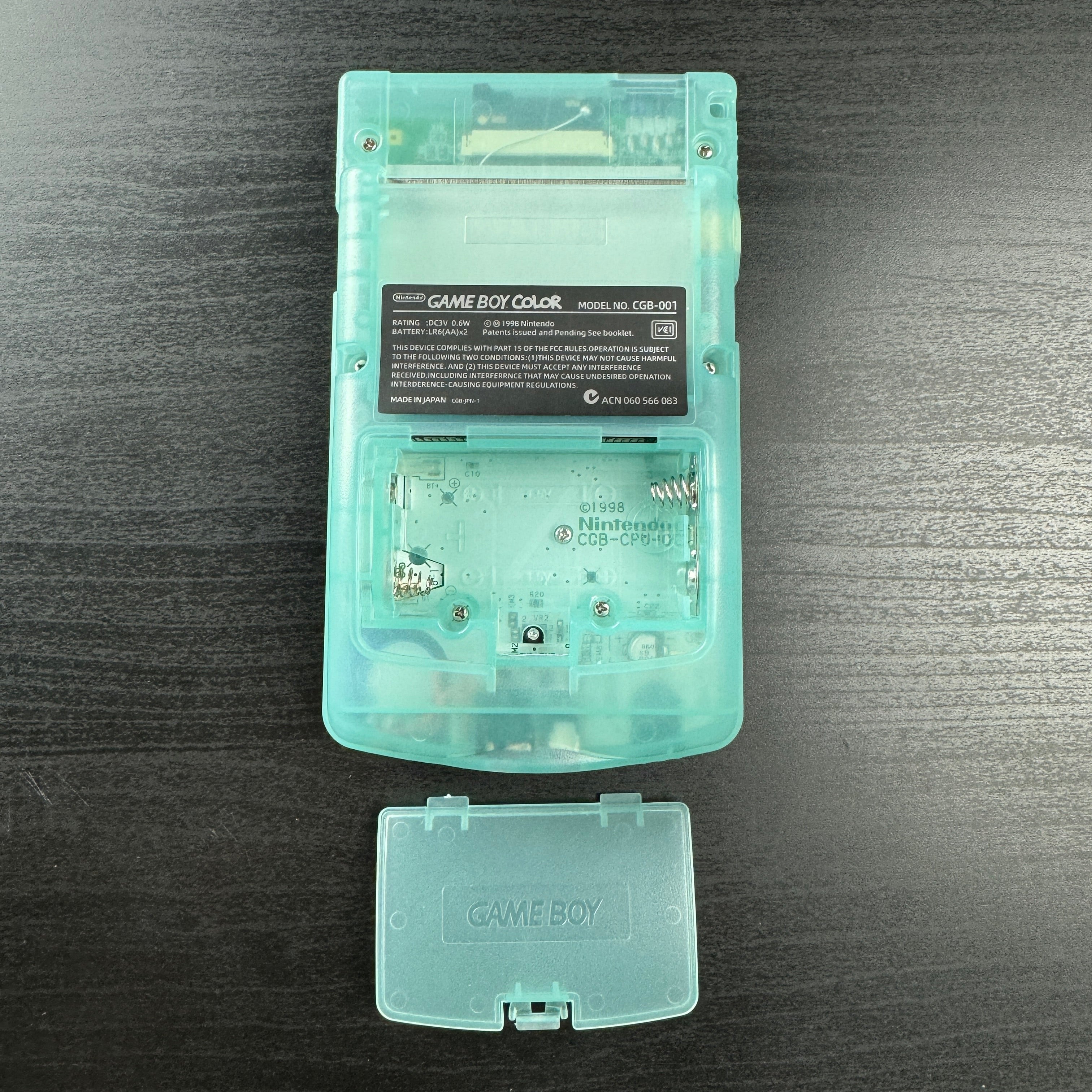 Modded Game Boy Color w/ IPS Display (Clear Cyan and White)