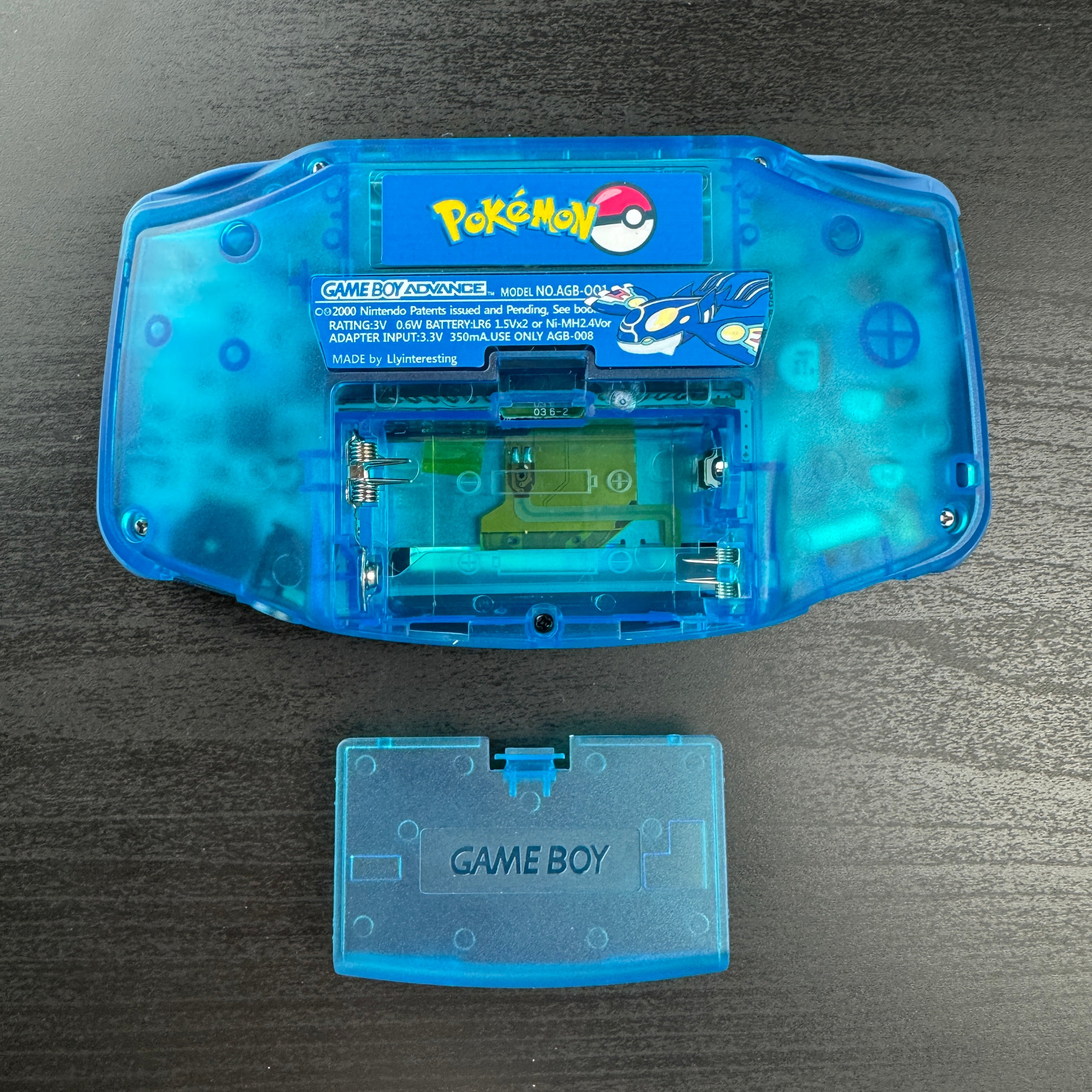 Modded Game Boy Advance W/ IPS M2 Screen (Kyogre)