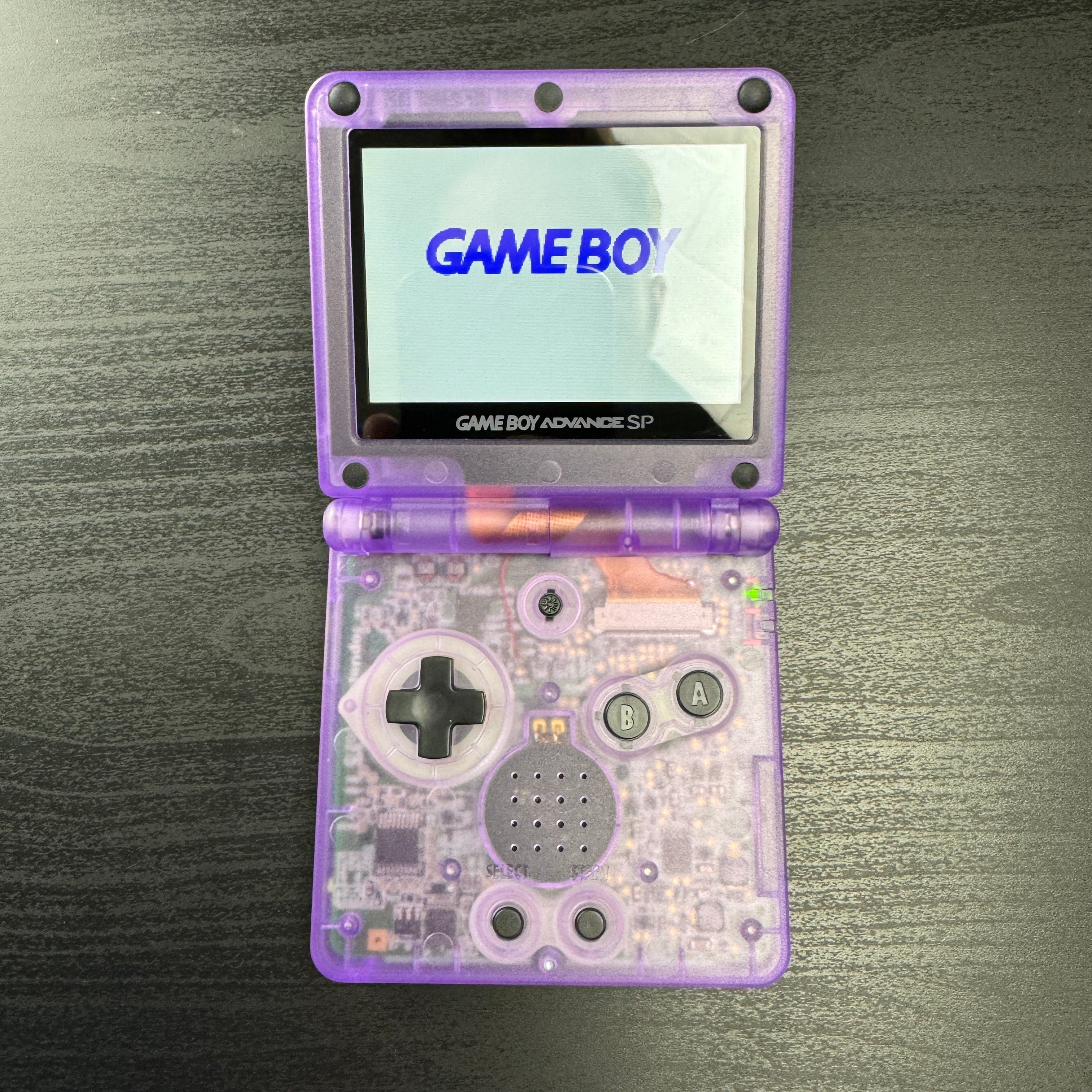 Modded Game Boy Advance SP W/ IPS V2 Screen (Clear Purple)