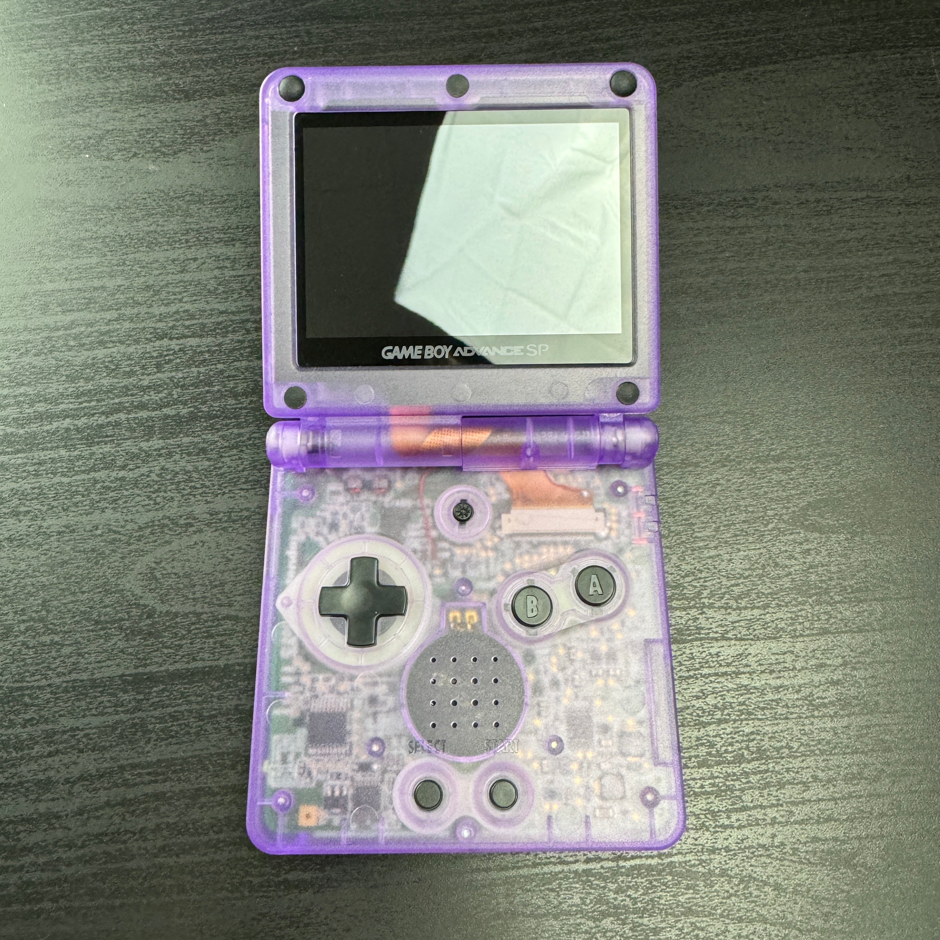 Modded Game Boy Advance SP W/ IPS V2 Screen (Clear Purple)