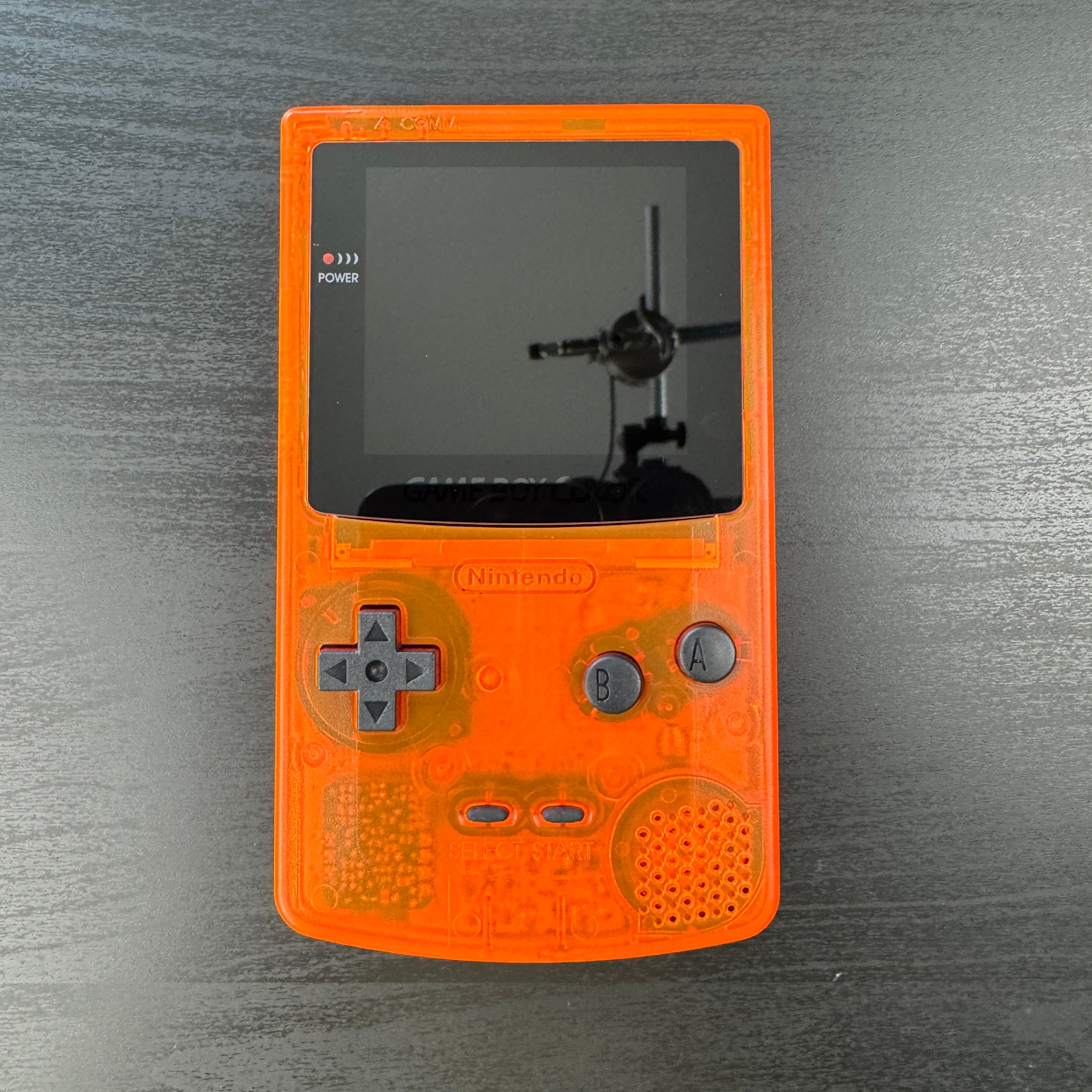 Modded Game Boy Color w/ IPS Display (Clear Orange and Black)