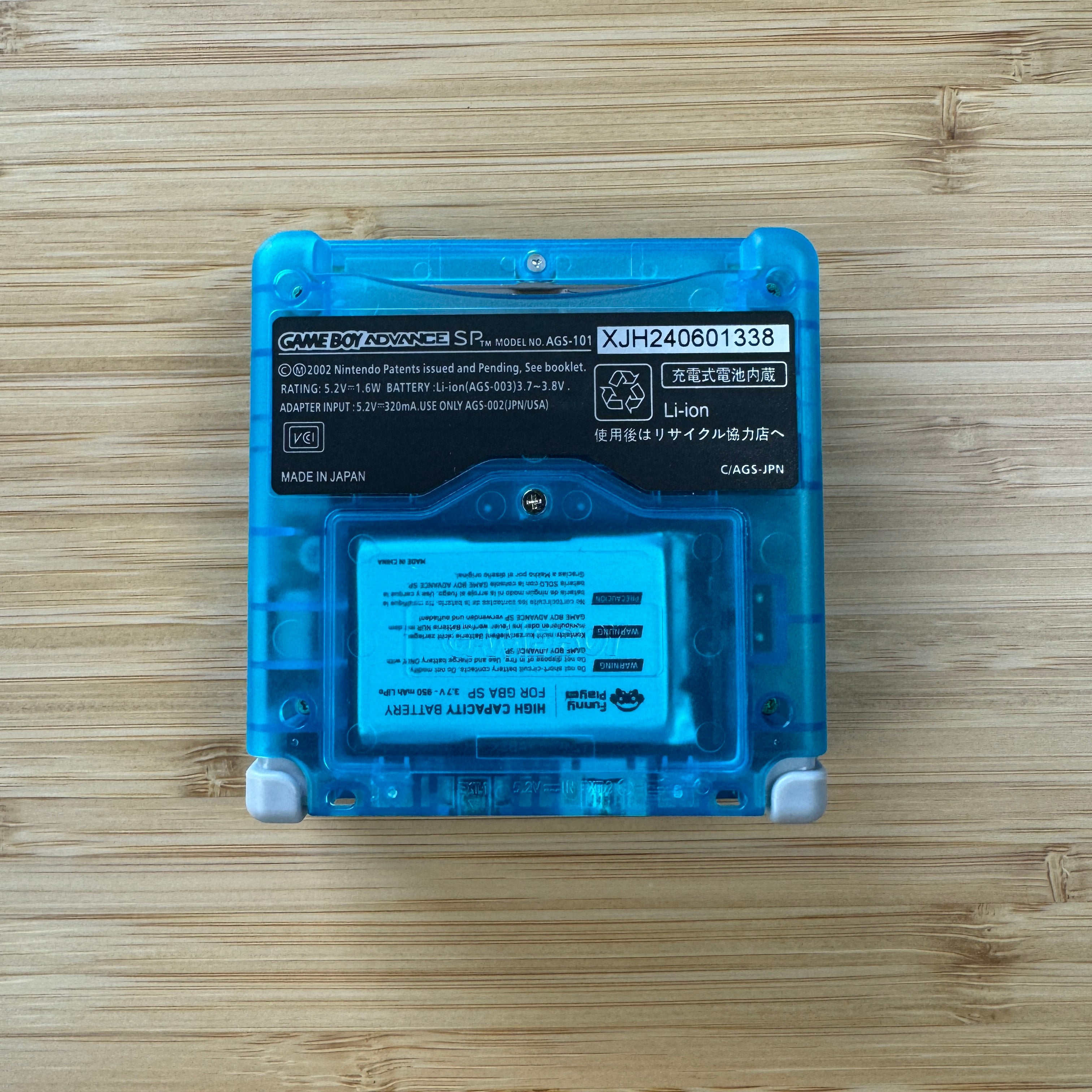 Modded Game Boy Advance SP W/ IPS V2 Screen (Clear Blue)