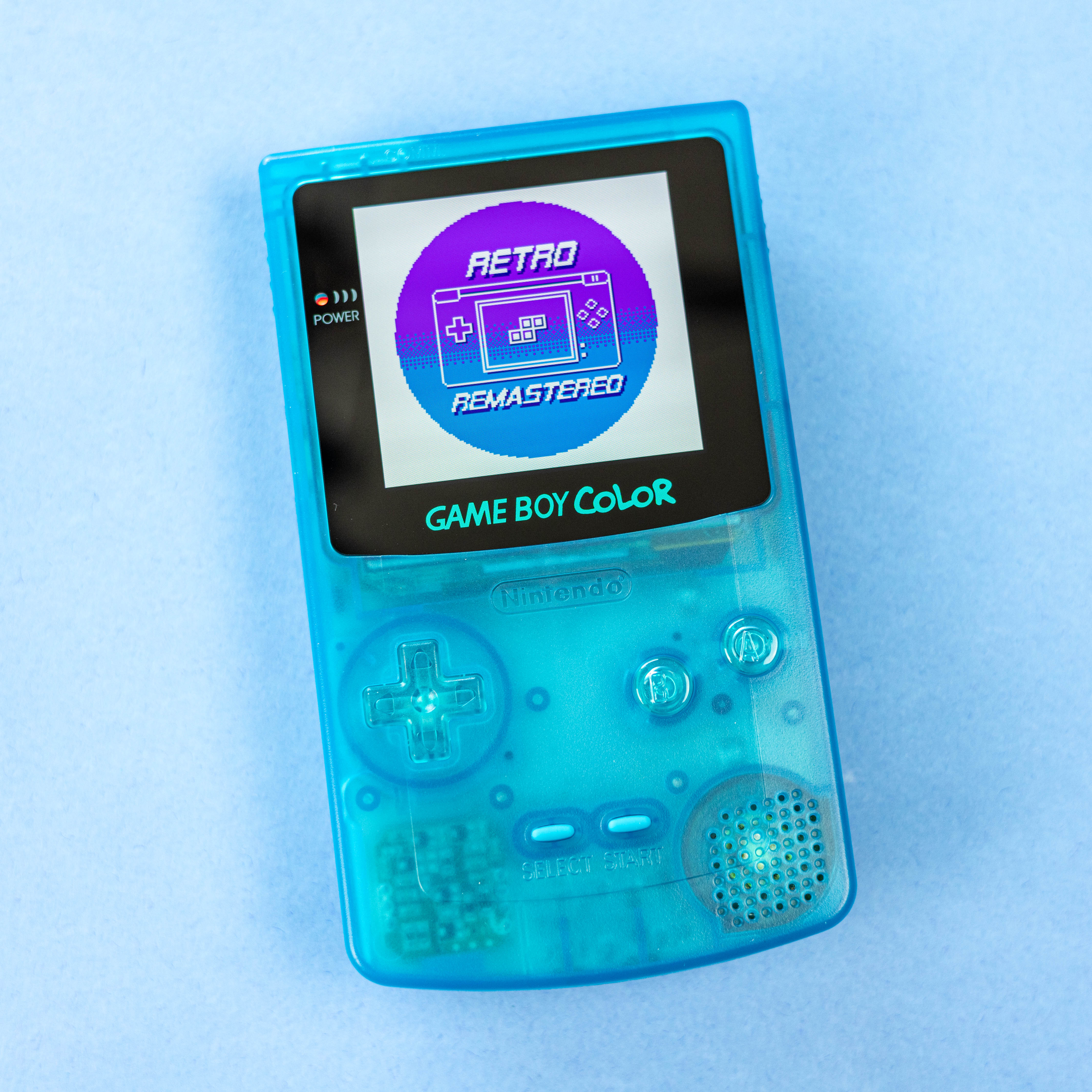 Modded Game Boy Color w/ AMOLED Display (Clear Blue)