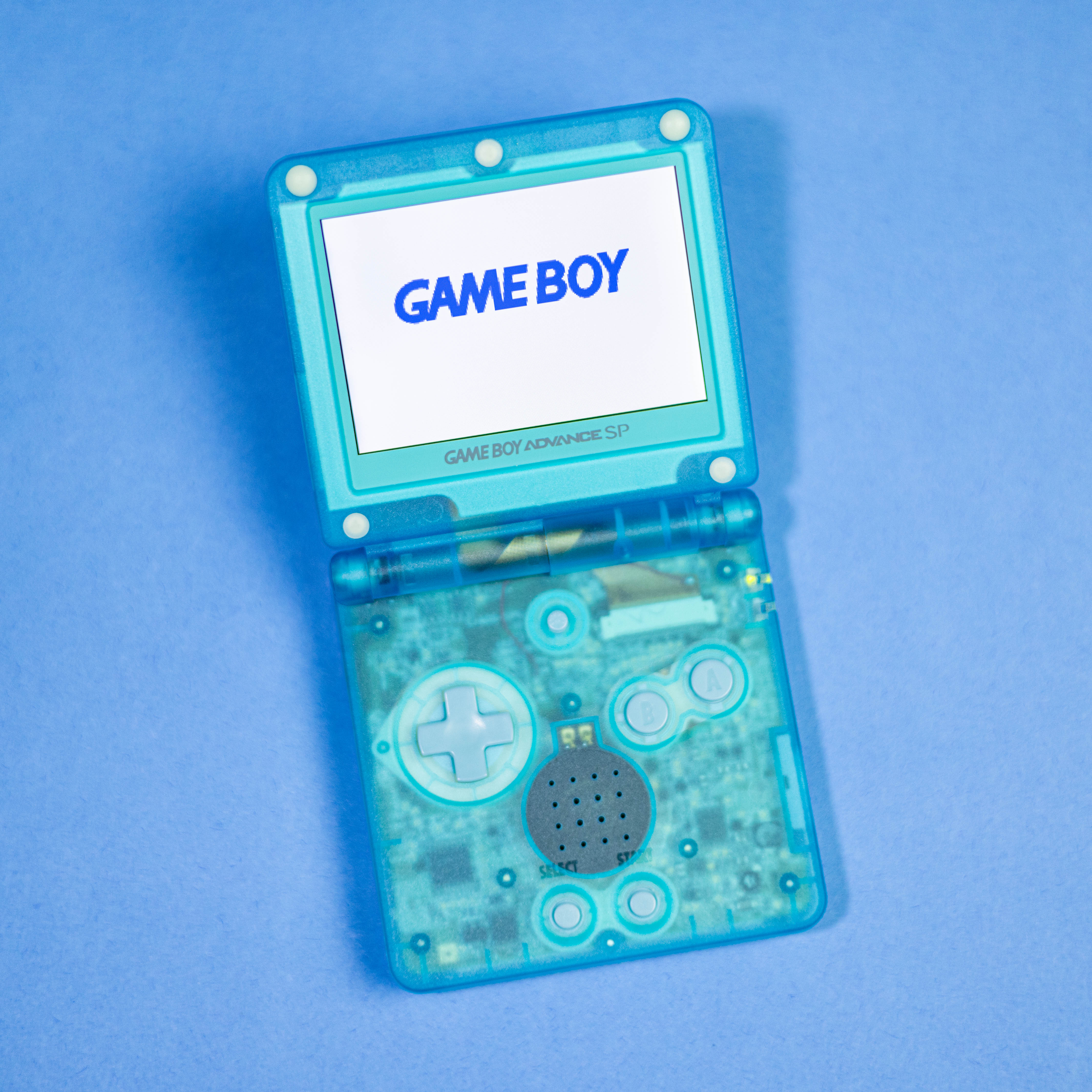 Modded Game Boy Advance SP W/ IPS V2 Screen (All Blue)