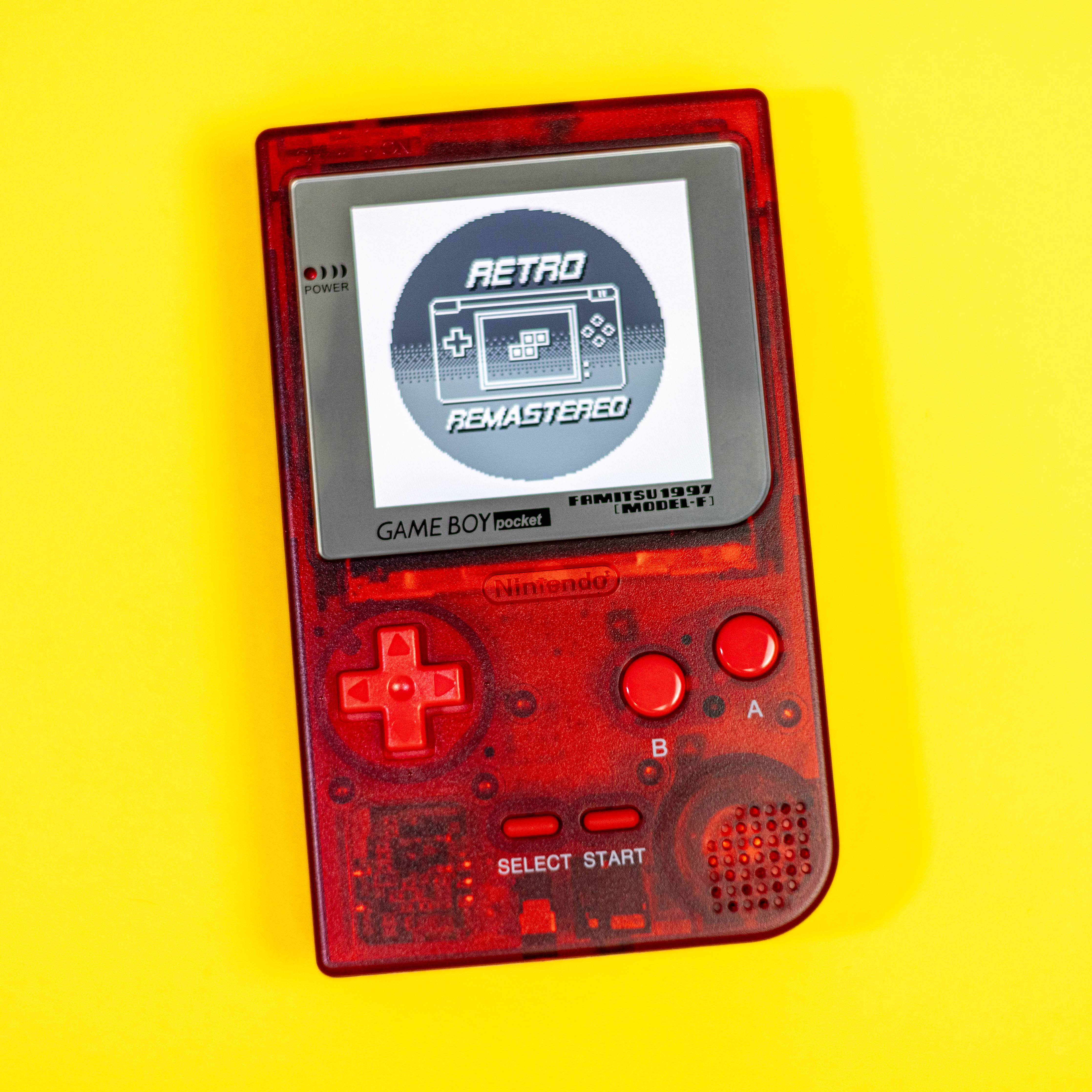 Modded GameBoy Pocket w/ IPS Display (Clear Red Famitsu)