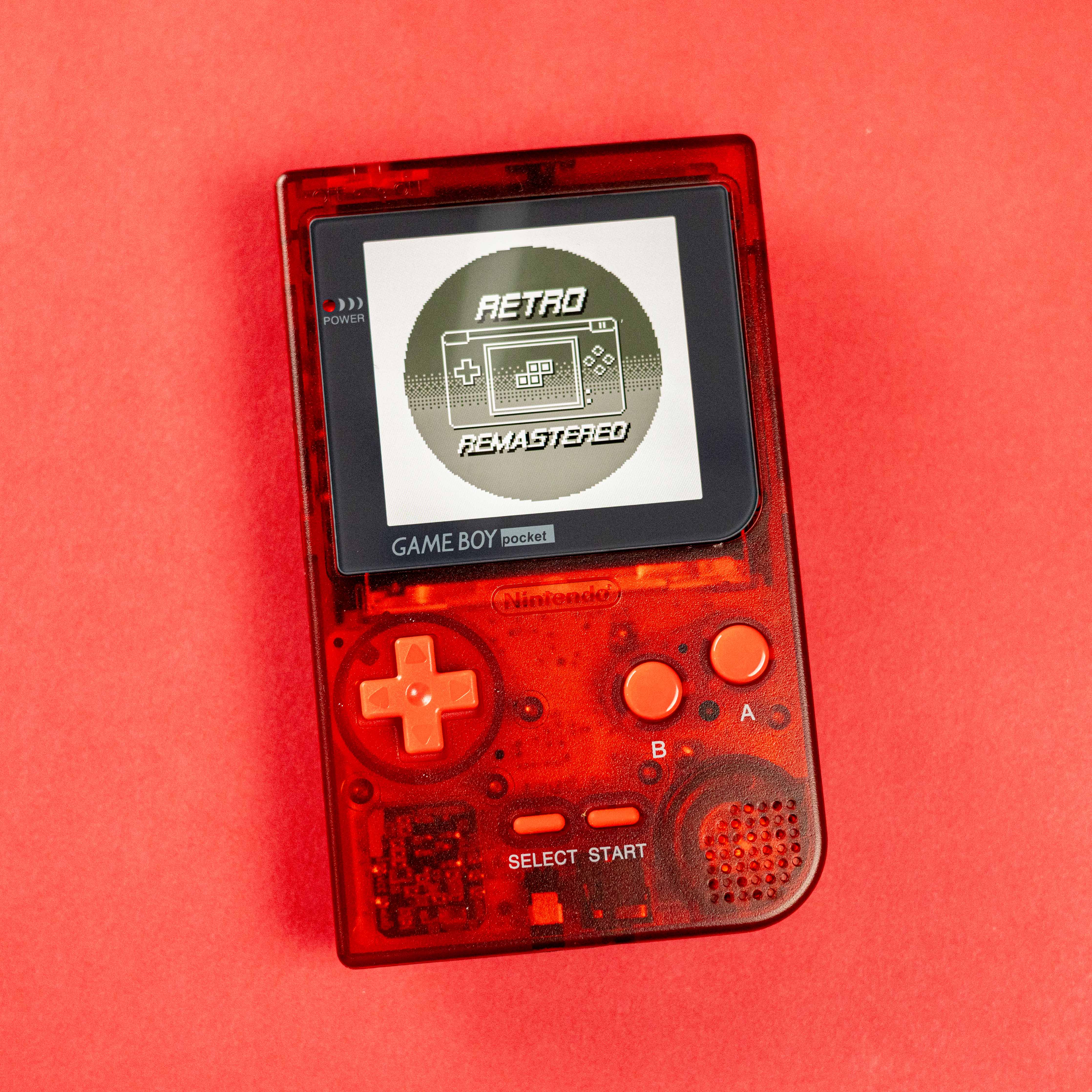 Modded Game Boy Pocket w/ IPS Display (Clear Red)
