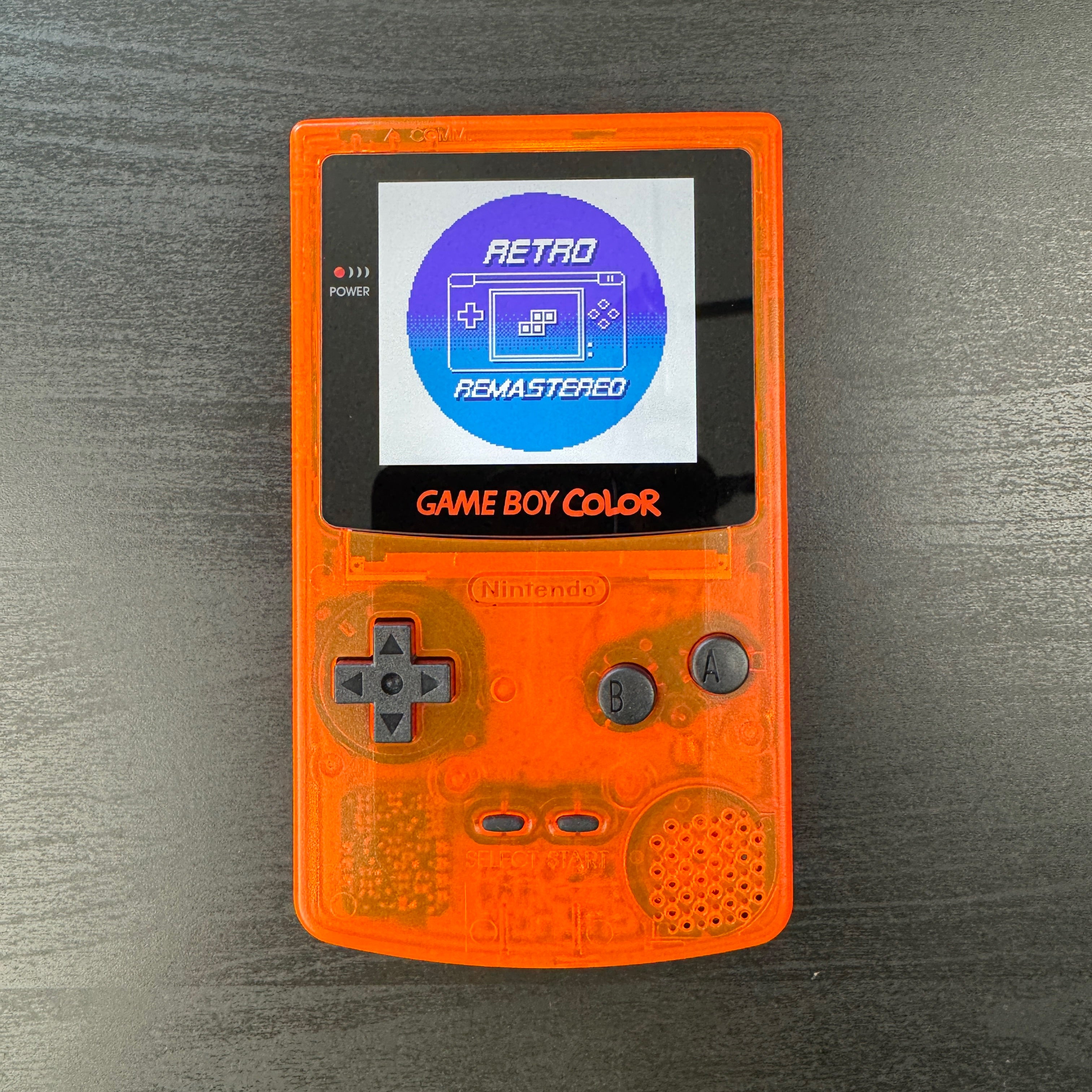Modded Game Boy Color w/ IPS Display (Clear Orange and Black)