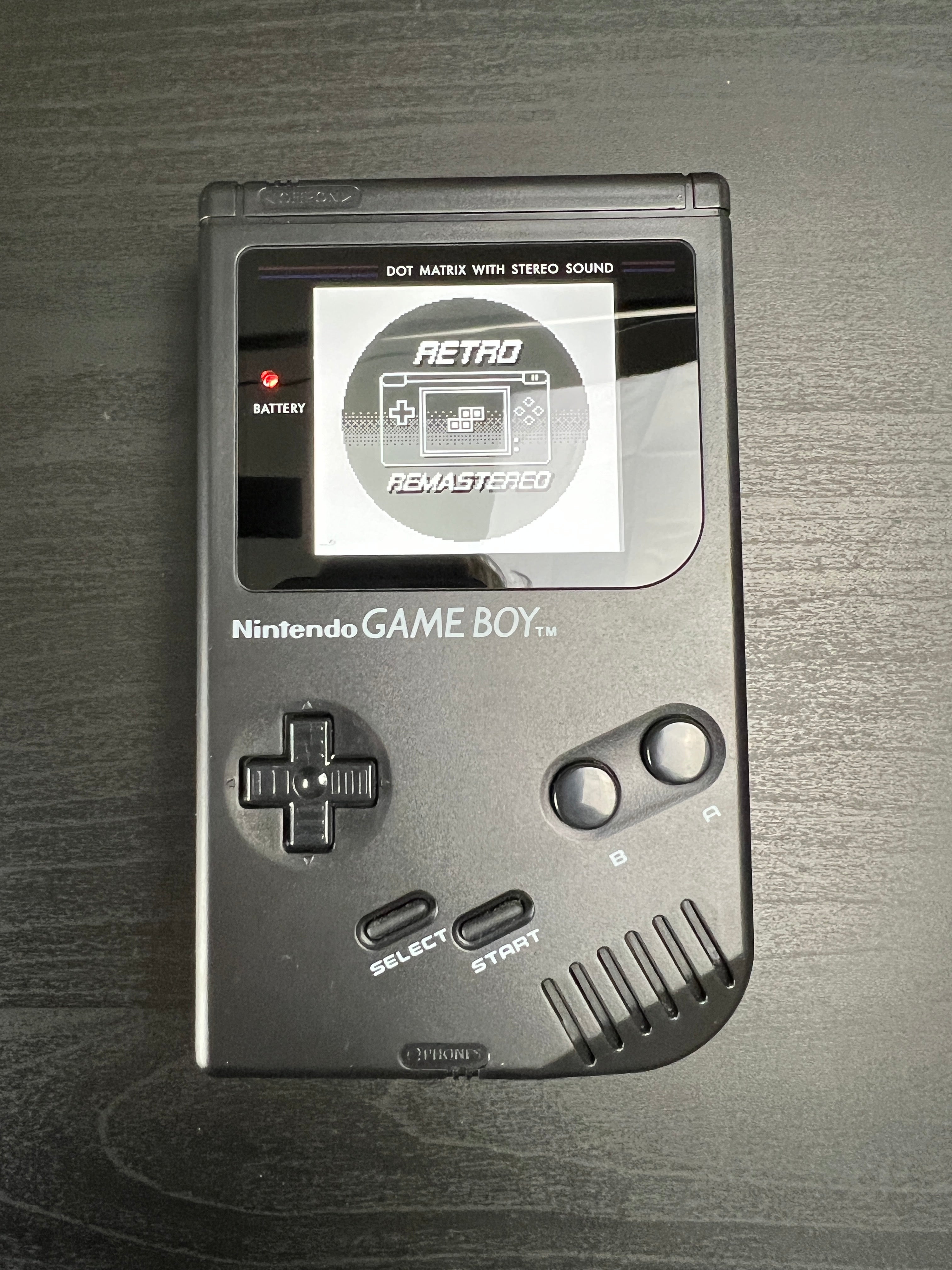 Modded DMG Game Boy w/ RIPS V5 Display (All Black)